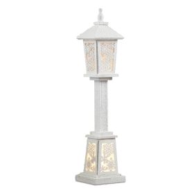 Lamp Post 32"H Wood White Snowflakes