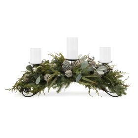 Mixed Pine Candle Holder Centerpiece 32"L x 13"W x 12"H PVC
