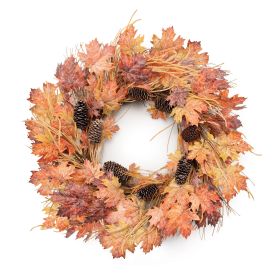 Mixed Maple Leaf Wreath 26"D Polyester