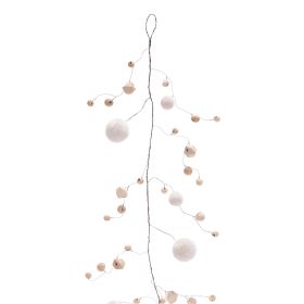 Bead and Puff Garland (Set of 2) 5'L Wood/Polyester
