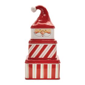 Santa Canister (Set of 3) 14.75"H Ceramic