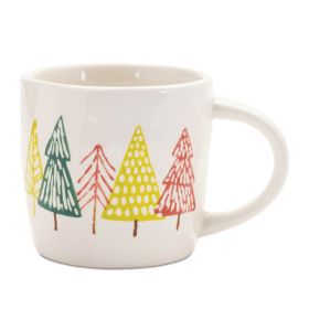 Mug w/Tree Pattern (Set of 4) 3.75"H Ceramic