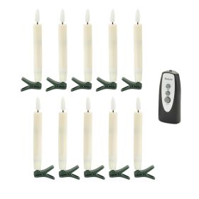 Candle Clip w/Remote (Set of 10) IVORY 5.5"H 1 AAA Battery Not Included