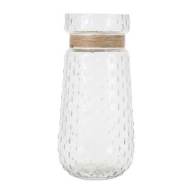 Vase (Set of 2) 5"D x 10"H Glass/Jute