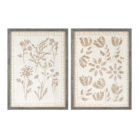 Framed Floral Wall Decor (Set of 2) 18"L x 24"H Glass/MDF/Paper