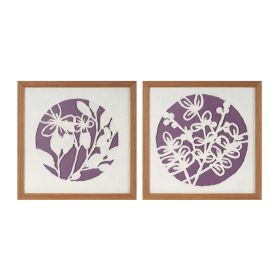 Framed Floral Wall Decor (Set of 2) 14"SQ Paper/MDF/Glass