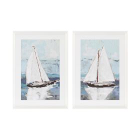 Framed Sail Boat Print (Set of 2) 19.5" x 27.5"H Wood/MDF