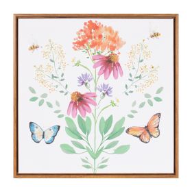 Flower, Butterfly & Bee Frame 15.5"SQ Plastic/Wood