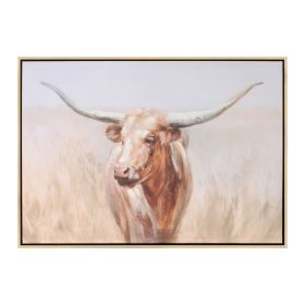 Framed Long Horn Cattle 28"L x 20"H Plastic/Wood