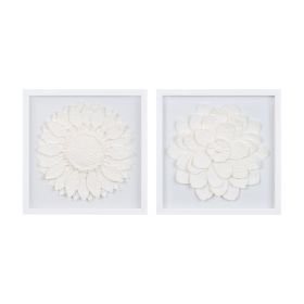 Floral Plaque (Set of 2) 16"SQ Paper/MDF/Glass