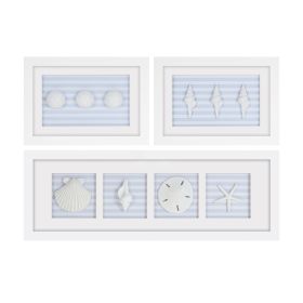 Framed Sand Dollar and Shells Print (Set of 3) 13"L x 9"H, 26.5"L x 9"H Plastic/Resin