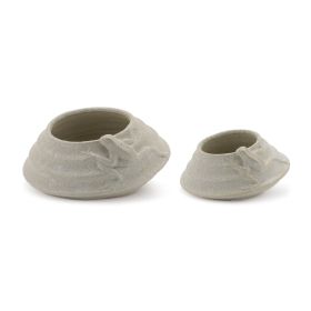 Container w/Frog (Set of 2) 5.5"F x 3.75"H, 7.5"D x 3.75"H Porcelain
