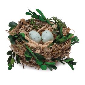 Nest w/Eggs (Set of 12) 5"D x 3"H Twig/Grass/Foam