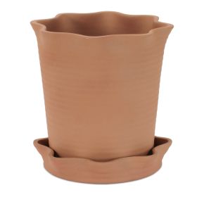 Container w/Saucer 7"D x 7.75"H Ceramic