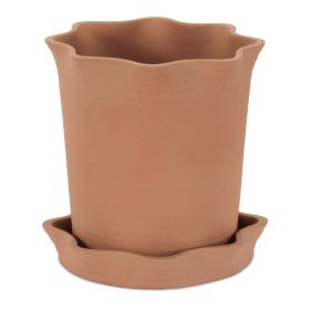 Container w/Saucer 6.5"D x 7"H Ceramic