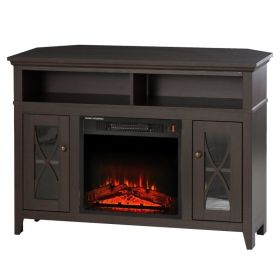 Electric Fireplace Mantel TV Stand, Adjustable Shelves, Storage Cabinets / Espresso