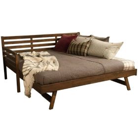 Solid Wood Daybed Trundle Frame W- King or 2 Twin Pop-Up Beds Walnut Finish