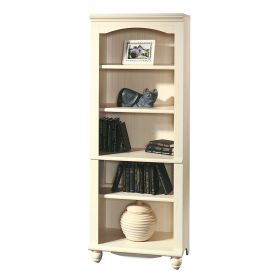 Elegant Shelf Bookcase with 5 Shelves in Antique White Wood Finish