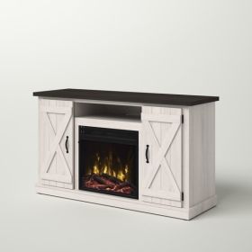 Farm House Electric Fireplace - TV Entertainment Rustic Ivory/Espresso
