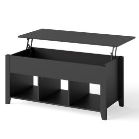 Sofa Coffee Table Lift-Top Modern Black Wooden