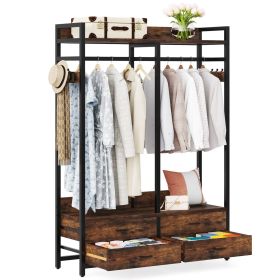Garment Rack Clothes Hanging Rod with 4 Storage Drawers Heavy Duty