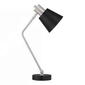 Simple Modern Metal Lamp for Desk, End table, Night stand with Black Shade and Adjustable Tilt