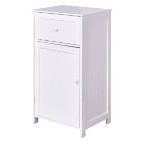 Bathroom Storage Cabinet in White Wood  with Water Resistant Finish