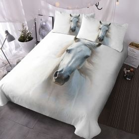 White Horse Bedding Set Horse Comforter Cover Set for Teen Boys Super Soft Construction Duvet Cover Set Bedroom Decor