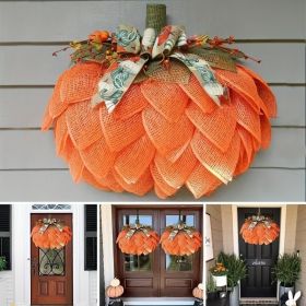 1pc Fall - Thanksgiving Pumpkin Wreath. Cloth, Flower, Indoor outdoor Decor, Beautiful Harvest Festive