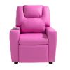 Kids Reclining Chair, Toddler Recliner with Cup Holder, 101° to 121° Adjustable Backrest, Easy-to-Clean PU Leather Recliner Couch with Footrest, 90 l
