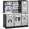 Brown Wooden Kids Kitchen Playset | Interactive Washing Machine and Water Dispenser