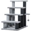 PawHut 4-Level Cat Stair & Dog Stairs, Kitten Tree Climber, with Hanging Play Ball, Steps for Bed, Sofa, Light Grey