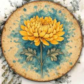 CIFbuy 1pc 8x8in Vintage Chrysanthemum Round Sign, "" 8x8in Vintage Chrysanthemum Round Sign, Chrysanthemum Round Sign