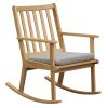 Rocking Chair with Cushion Solid Rubber Wood Rocker with Padded Seat