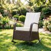 PE Rattan Rocking Recliner with Footrest Outdoor Garden Rocking Chair Handmade PE Rattan Wicker Rocking Chair