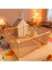 Natural Wood Baby Playpen 10 Panel Foldable Play Yard with Door Panel and Built-in Toys Easy to Assemble Foldable Assembled Into Various Shapes includ