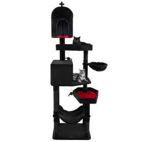 Gothic Cat Tree with 2 Cat Condos and Coffin Bed for Indoor Cats