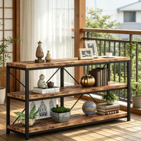 55 Inch Console Table Sofa Table TV Stand with 3-Tier Storage Shelves Living Room Decor Hallway Furniture