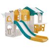 Outdoor Playhouse, Versatile Toddler Playground with Slide, Basketball, Telescope, Steering Wheel, Crawling Tunnel, Sales Window