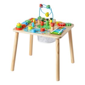 Montessori Activity Table for Toddler 1-3 Years Old, 13 in 1 Wooden Learn Activity Desk, Baby Play Table for Boys & Girls Aged 6+ Months, Great Birth