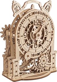 Vintage Alarm Clock 3D Puzzle - Wooden Model Kit for Adults to Build - Mechanical Model Desk Clock Making Kit - 3D Jigsaw Puzzle Wood Toy Clock - DIY