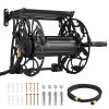 Wall Mounted Garden Hose Reel, Holds 135 Feet of 5/8-inch Hose, Outdoor Heavy-Duty Waterhose Holder Winder, with Widened Top Tray, Aluminum Alloy Con