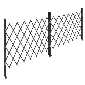 Double Folding Security Gate, Lockable Scissor Gate with 360Â° Swivel Casters, Outdoor Barricade Steel Retractable Gates, for Entry Security, Garage,