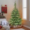 7ft Pre-Lit Christmas Tree with 400 Warm White LED Lights, 941 PE+PVC Tips, Realistic Layered Look, Unique Wooden Base â€“ Full Artificial Holiday Tre