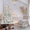 Rustic Charm 8FT Flocked Christmas Tree, 700 UL Lights, Natural Pine Cones, Hinged, Metal Stand