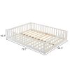 White Full-Size Wooden Toddler Crib Bed with Door & Floorboard â€“ Convertible Kids' Safety Bed