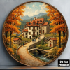 CIFbuy Vintage Autumn Town 2D Flat Round Sign 8x, "" Flat Round, Sign 8x8 Inch Rustic Villa Plaque Decorative WallTikTok, TikTok