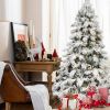 6ft Flocked Scarecrow-Shaped Christmas Tree with 270 Warm White LED Lights, 594 PVC Memory Wire Tips,Power Pole & Hinged Structure â€“ Realistic Snowy