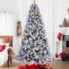 7.5ft Flocked Christmas Tree with 400L Colorful LED Lights with G45 ball, Realistic PE+PVC+Hard Needle Hinged Tree with Memory Wire, 10 Lighting Modes