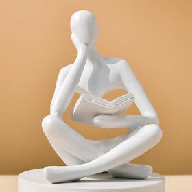 Bookshelf Decor Thinker Statue - Abstract Art Reading Thinker Sculpture Figurine Aesthetic